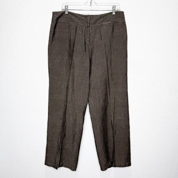 Eileen Fisher Linen Blend Wide Leg High Rise Trousers Pants Lagenlook Vintage - Picture 1 of 10